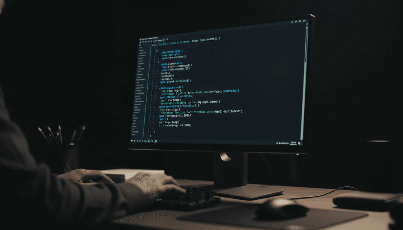 Developer writing Infrastructure as Code on a computer monitor
